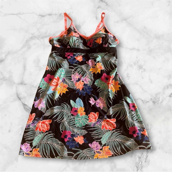 Zero X Posur Bra dress bathing suit XL black floral lightweight stretch - Picture 2 of 15